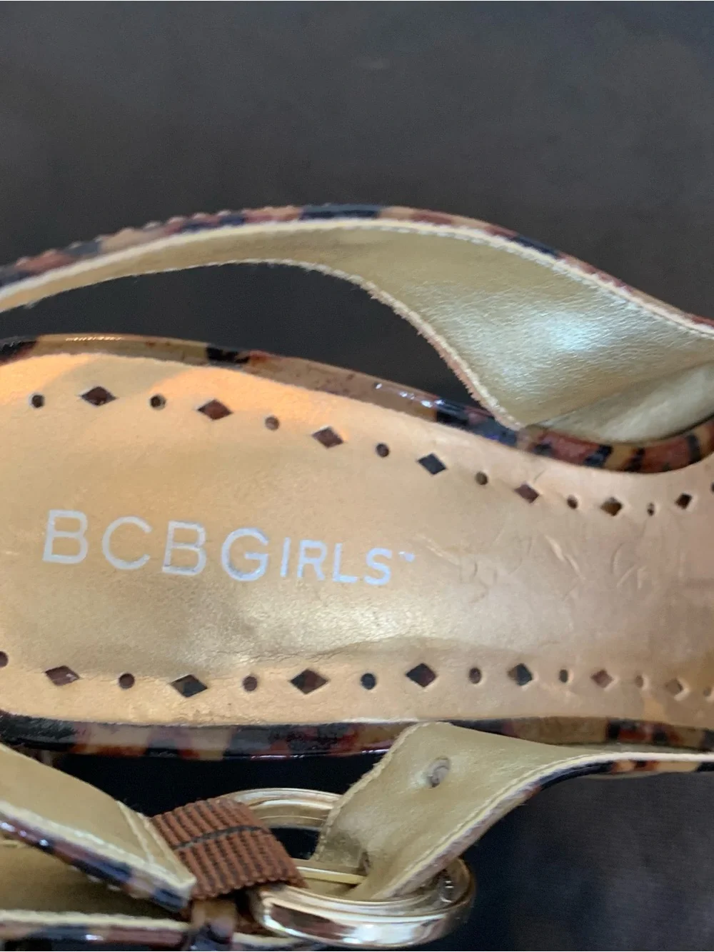 BCBGirls Leopard Print Slingback Peep-Toe Heels